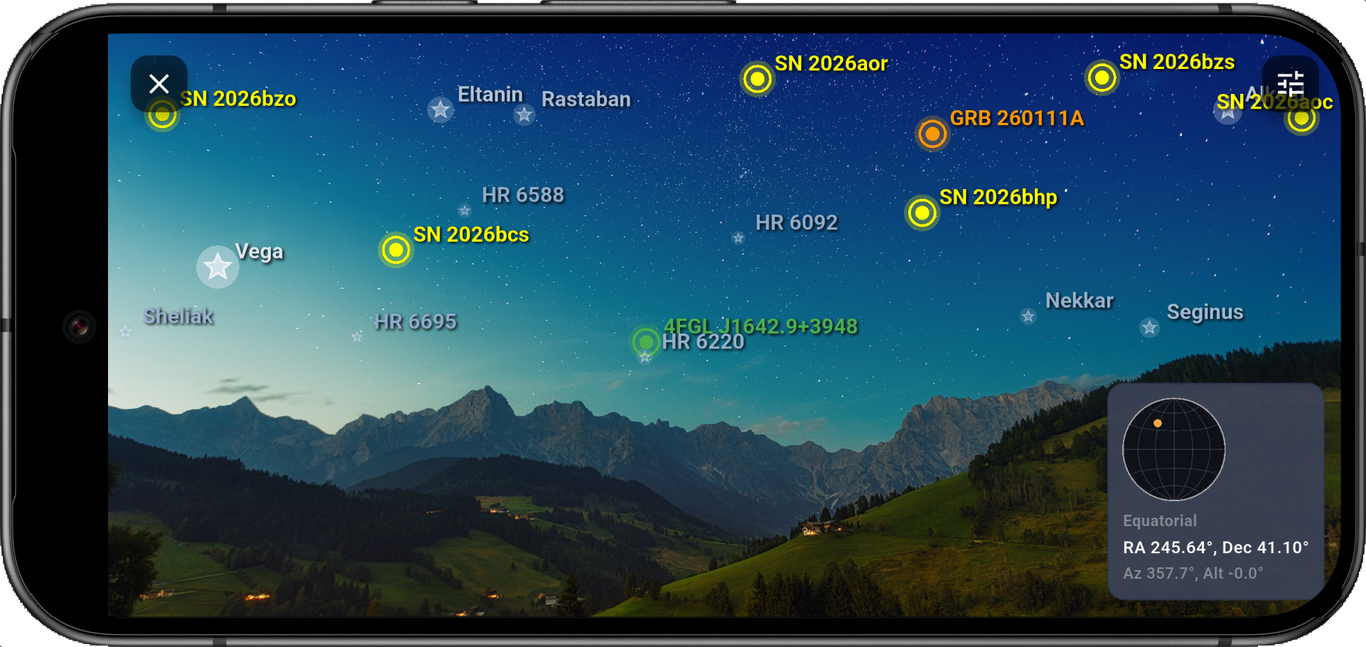 AR view in landscape mode
